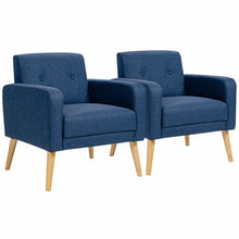 Load image into Gallery viewer, Gymax Set of 2 Accent Chair Upholstered Single Sofa Armchair w/ Wooden Legs
