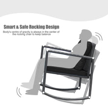 Load image into Gallery viewer, Gymax 3PCS Rattan Rocking Chair Table Set Patio Furniture Set w/ Black Cushions