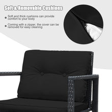 Load image into Gallery viewer, Gymax 3PCS Rattan Rocking Chair Table Set Patio Furniture Set w/ Black Cushions