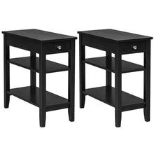Load image into Gallery viewer, Gymax 2PCS 3-Tier End Table Sofa Side Table Nightstand w/ Shelf & Drawer