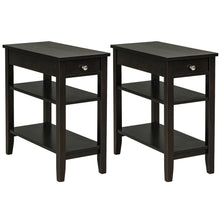 Load image into Gallery viewer, Gymax 2PCS 3-Tier End Table Sofa Side Table Nightstand w/ Shelf & Drawer