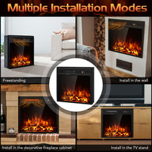 Load image into Gallery viewer, Gymax 18 inch Electric Fireplace Insert Freestanding & Recessed 1500W Stove Heater