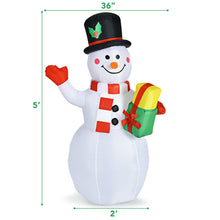 Load image into Gallery viewer, Gymax 5ft Inflatable Christmas Snowman Indoor Outdoor Blow Up Decor w/ LED Light