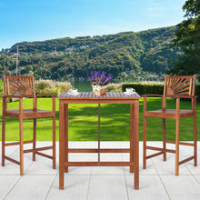 Load image into Gallery viewer, Gymax 3PCS Patio Acacia Wood Bar Table & Stool Set Outdoor Dining Bistro Set