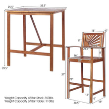 Load image into Gallery viewer, Gymax 3PCS Patio Acacia Wood Bar Table & Stool Set Outdoor Dining Bistro Set