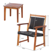 Load image into Gallery viewer, Gymax 3PCS Patio Acacia Wood Rattan Bistro Set Outdoor Conversation Furniture Set