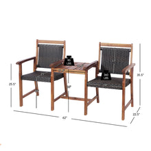 Load image into Gallery viewer, Gymax Patio Acacia Wood Conversation Companion Bench Loveseat Chair with Side Table