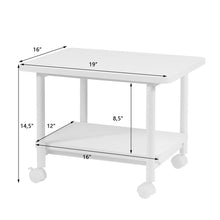 Load image into Gallery viewer, Gymax 2-Tier Rolling Under Desk Printer Cart Machine Stand Storage Rack White