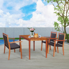 Load image into Gallery viewer, Gymax 4PCS Patio Dining Set Acacia Wood Rattan Furniture Set w/ Umbrella Hole