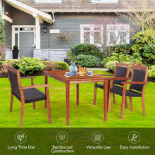 Load image into Gallery viewer, Gymax 4PCS Patio Dining Set Acacia Wood Rattan Furniture Set w/ Umbrella Hole