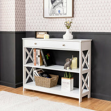 Load image into Gallery viewer, Gymax 3-Tier Console Table X-Design Sofa Entryway Table with Drawer & Shelves White