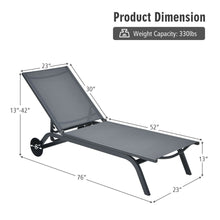 Load image into Gallery viewer, Gymax Set of 2 Patio Chaise Lounge Chair Aluminum Adjustable Recliner w/ Wheels Grey