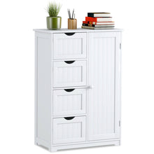 Load image into Gallery viewer, Gymax Storage Floor Cabinet Organizer Cupboard w/ 4 Drawers Adjustable Shelf White