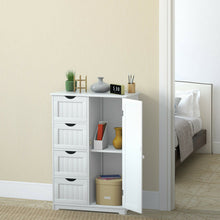 Load image into Gallery viewer, Gymax Storage Floor Cabinet Organizer Cupboard w/ 4 Drawers Adjustable Shelf White