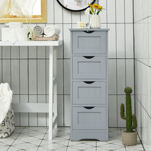 Load image into Gallery viewer, Gymax Bathroom Floor Cabinet Free Standing Storage Side Organizer W/4 Drawers Grey