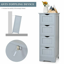 Load image into Gallery viewer, Gymax Bathroom Floor Cabinet Free Standing Storage Side Organizer W/4 Drawers Grey