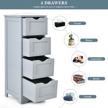 Load image into Gallery viewer, Gymax Bathroom Floor Cabinet Free Standing Storage Side Organizer W/4 Drawers Grey