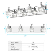 Load image into Gallery viewer, Gymax 4-Lights Modern Bathroom Vanity Light Crystal Wall Sconce Bathroom Light Fixture