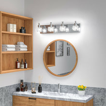 Load image into Gallery viewer, Gymax 4-Lights Modern Bathroom Vanity Light Crystal Wall Sconce Bathroom Light Fixture