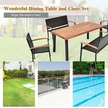 Load image into Gallery viewer, Gymax 5PCS Patio Rattan Dining Set Acacia Wood Tabletop Stackable Chair Bench
