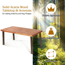 Load image into Gallery viewer, Gymax 5PCS Patio Rattan Dining Set Acacia Wood Tabletop Stackable Chair Bench