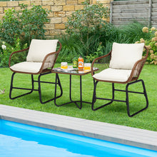 Load image into Gallery viewer, Gymax 3PCS Outdoor Bistro Set Patio Conversation Furniture Set w/ White Cushions