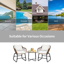 Load image into Gallery viewer, Gymax 3PCS Outdoor Bistro Set Patio Conversation Furniture Set w/ White Cushions