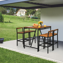 Load image into Gallery viewer, Gymax 5PCS Patio Bar Table Set PE Rattan High-Dining Bistro Set w/ Acacia Wood Top