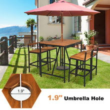 Load image into Gallery viewer, Gymax 5PCS Patio Bar Table Set PE Rattan High-Dining Bistro Set w/ Acacia Wood Top