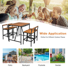 Load image into Gallery viewer, Gymax 5PCS Patio Bar Table Set PE Rattan High-Dining Bistro Set w/ Acacia Wood Top