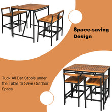 Load image into Gallery viewer, Gymax 5PCS Patio Bar Table Set PE Rattan High-Dining Bistro Set w/ Acacia Wood Top