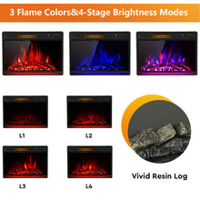 Load image into Gallery viewer, Gymax 28'' Electric Fireplace Recessed 900/1350W Fireplace Heater w/ Remote Control
