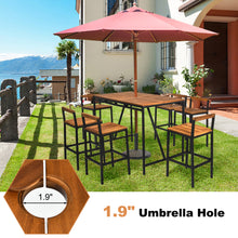 Load image into Gallery viewer, Gymax 7PCS Outdoor Acacia Wood Dining Set PE Rattan Patio Bar Set w/ Umbrella Hole