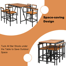 Load image into Gallery viewer, Gymax 7PCS Outdoor Acacia Wood Dining Set PE Rattan Patio Bar Set w/ Umbrella Hole