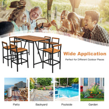 Load image into Gallery viewer, Gymax 7PCS Outdoor Acacia Wood Dining Set PE Rattan Patio Bar Set w/ Umbrella Hole
