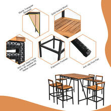Load image into Gallery viewer, Gymax 7PCS Outdoor Acacia Wood Dining Set PE Rattan Patio Bar Set w/ Umbrella Hole