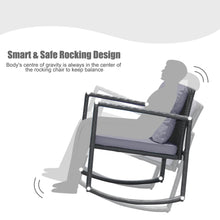 Load image into Gallery viewer, Gymax 3PCS Rattan Rocking Chair Table Set Patio Furniture Set w/ Grey Cushions