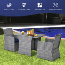 Load image into Gallery viewer, Gymax 3PCS Outdoor Rattan Conversation Set Patio Dining Table Set w/ Navy Cushions