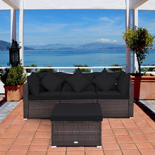 Load image into Gallery viewer, Gymax 4PCS Rattan Patio Conversation Furniture Set Yard Outdoor w/ Black Cushion