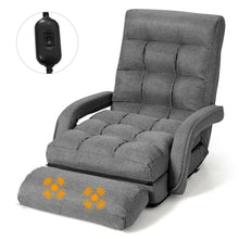Load image into Gallery viewer, Gymax Folding Lazy Sofa Floor Chair Sofa Lounger Bed with Armrests and Pillow Grey