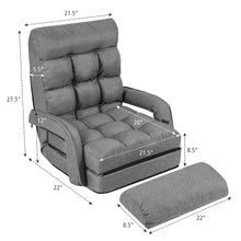 Load image into Gallery viewer, Gymax Folding Lazy Sofa Floor Chair Sofa Lounger Bed with Armrests and Pillow Grey