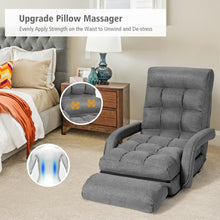 Load image into Gallery viewer, Gymax Folding Lazy Sofa Floor Chair Sofa Lounger Bed with Armrests and Pillow Grey
