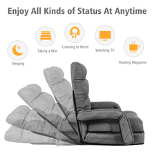 Load image into Gallery viewer, Gymax Folding Lazy Sofa Floor Chair Sofa Lounger Bed with Armrests and Pillow Grey