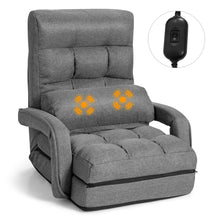 Load image into Gallery viewer, Gymax Folding Lazy Sofa Floor Chair Sofa Lounger Bed with Armrests and Pillow Grey