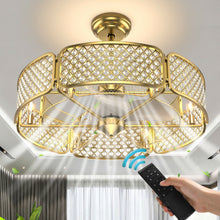 Load image into Gallery viewer, Gymax 30'' Caged Ceiling Fan With Light Crystal Lampshade 6 Light Bases