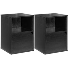 Load image into Gallery viewer, Gymax Set of 2 Nightstands Side End Table Storage Cabinet Shelf Living Room Black
