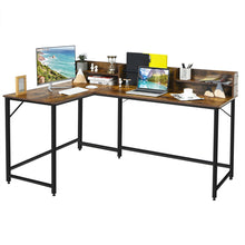 Load image into Gallery viewer, Gymax 65.5'' L-shaped Computer Desk Home Office Corner Table w/Bookshelf