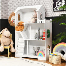 Load image into Gallery viewer, Gymax 3-Tier Wooden Dollhouse Bookcase Children's Bookshelf in Kid's Room Gift for 3+