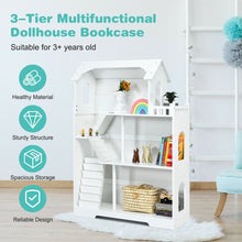 Load image into Gallery viewer, Gymax 3-Tier Wooden Dollhouse Bookcase Children's Bookshelf in Kid's Room Gift for 3+