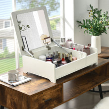 Load image into Gallery viewer, Gymax 2-in-1 Vanity Dresser w/ Flip-Top Mirror Tabletop Storage Box Makeup Laptop White